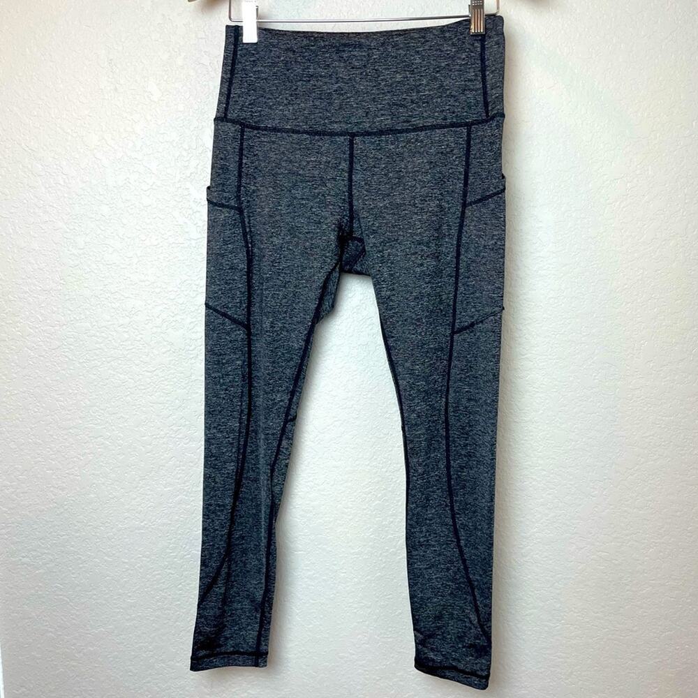 CHARCOAL GRAY Workout Leggings with Black Stitching Size L